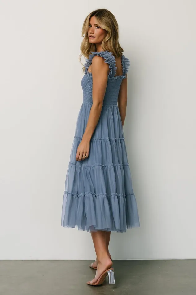 Baltic Born The Guest Edit Emma Smocked Tulle Dress Slate Blue 8211 Women Baltic Born The Guest Edit Emma Smocked Tulle Dress Slate Blue 8211 Women