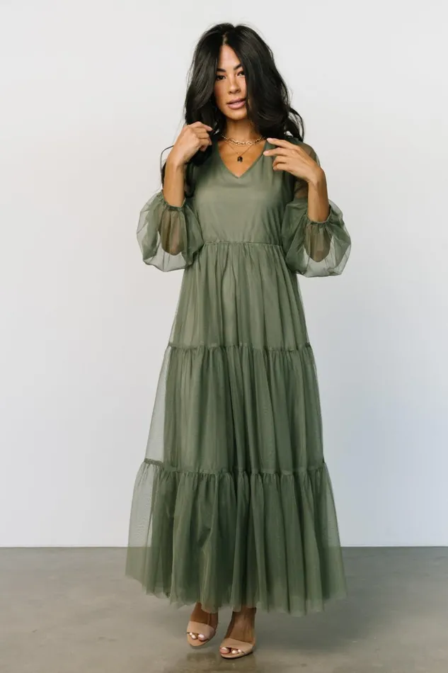 Baltic Born The Guest Edit Hoffman Tulle Maxi Dress Olive 8211 Women