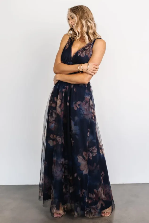 Baltic Born The Guest Edit Kamila Tulle Maxi Dress Dark Blue Floral 8211 Women Baltic Born The Guest Edit Kamila Tulle Maxi Dress Dark Blue Floral 8211 Women