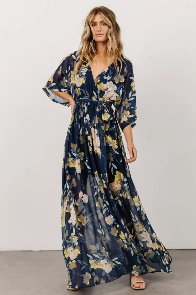 Baltic Born The Guest Edit Kia Kimono Maxi Dress Navy Floral 8211 Women