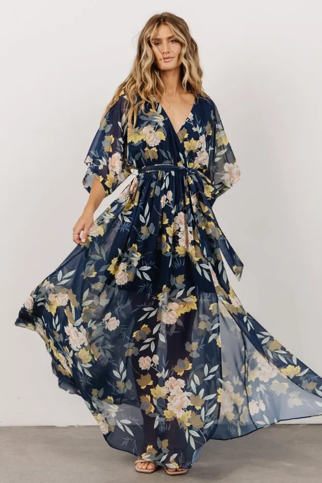 Baltic Born The Guest Edit Kia Kimono Maxi Dress Navy Floral 8211 Women Baltic Born The Guest Edit Kia Kimono Maxi Dress Navy Floral 8211 Women