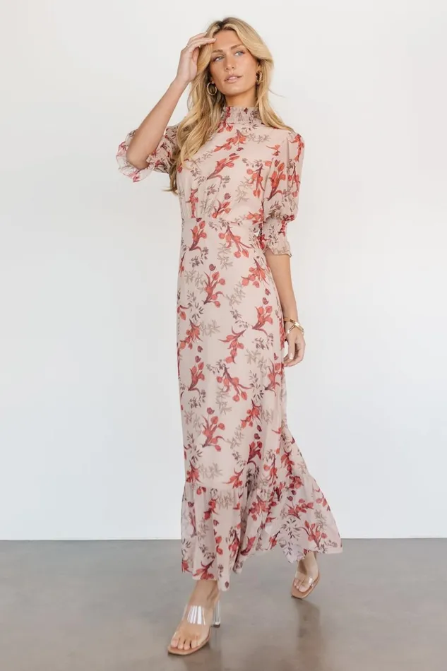 Baltic Born The Guest Edit Marie Mock Neck Maxi Dress Blush Floral 8211 Women Baltic Born The Guest Edit Marie Mock Neck Maxi Dress Blush Floral 8211 Women