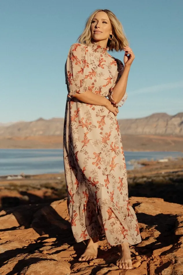 Baltic Born The Guest Edit Marie Mock Neck Maxi Dress Blush Floral 8211 Women Baltic Born The Guest Edit Marie Mock Neck Maxi Dress Blush Floral 8211 Women