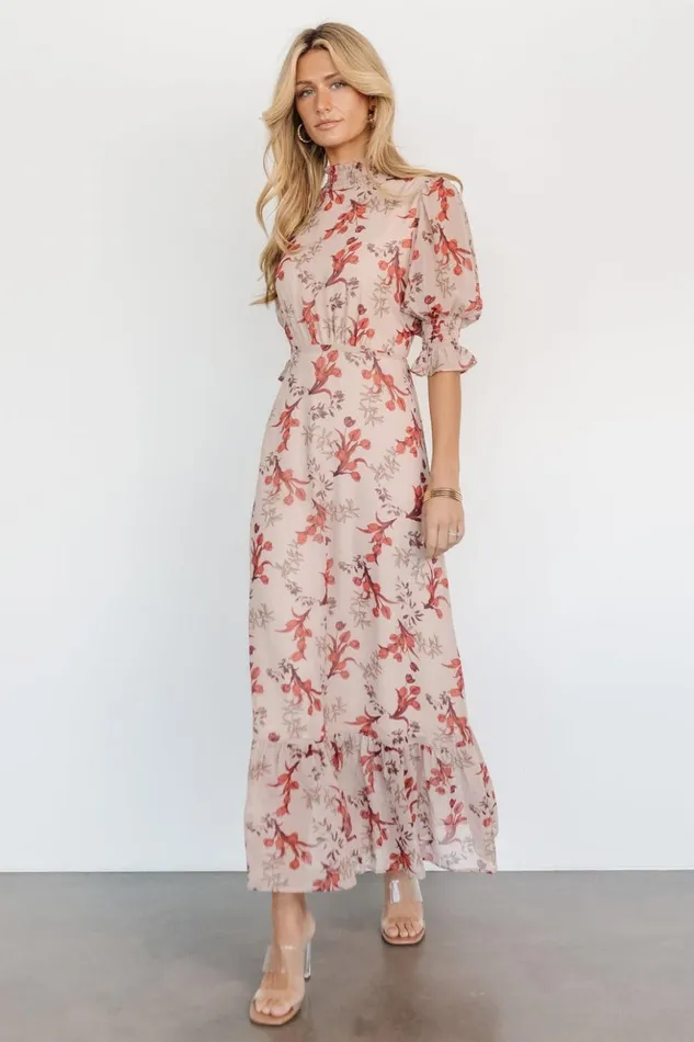 Baltic Born The Guest Edit Marie Mock Neck Maxi Dress Blush Floral 8211 Women Baltic Born The Guest Edit Marie Mock Neck Maxi Dress Blush Floral 8211 Women