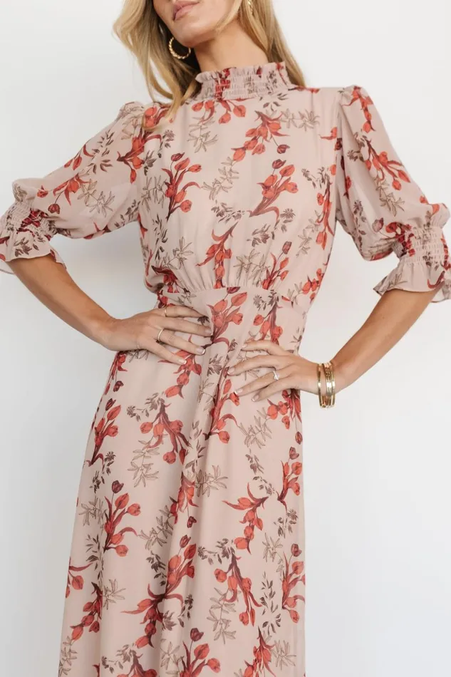 Baltic Born The Guest Edit Marie Mock Neck Maxi Dress Blush Floral 8211 Women Baltic Born The Guest Edit Marie Mock Neck Maxi Dress Blush Floral 8211 Women