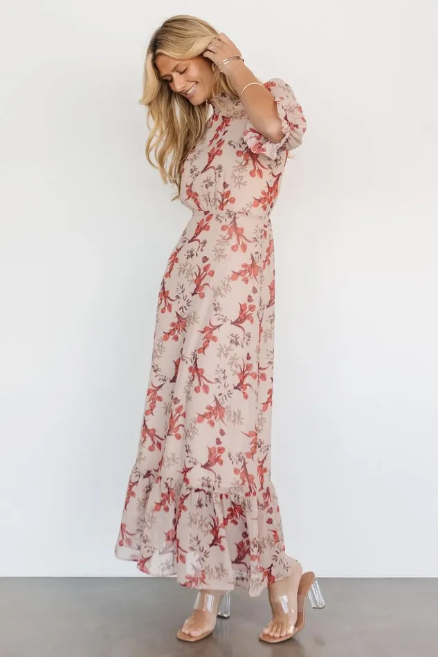 Baltic Born The Guest Edit Marie Mock Neck Maxi Dress Blush Floral 8211 Women Baltic Born The Guest Edit Marie Mock Neck Maxi Dress Blush Floral 8211 Women