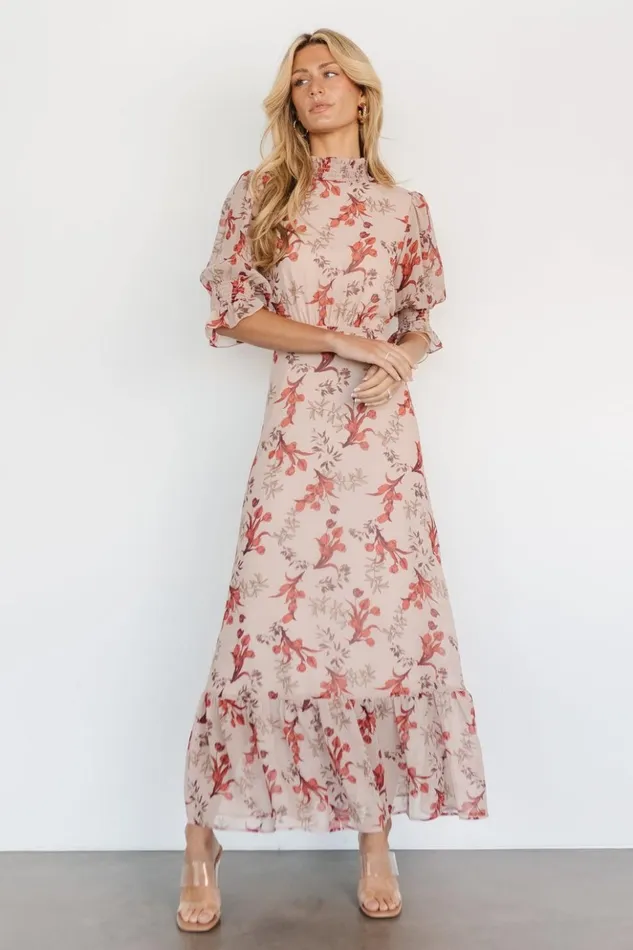 Baltic Born The Guest Edit Marie Mock Neck Maxi Dress Blush Floral 8211 Women Baltic Born The Guest Edit Marie Mock Neck Maxi Dress Blush Floral 8211 Women