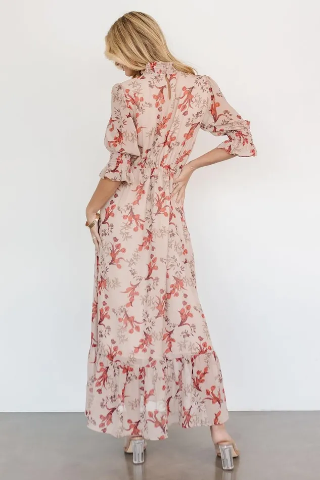 Baltic Born The Guest Edit Marie Mock Neck Maxi Dress Blush Floral 8211 Women Baltic Born The Guest Edit Marie Mock Neck Maxi Dress Blush Floral 8211 Women