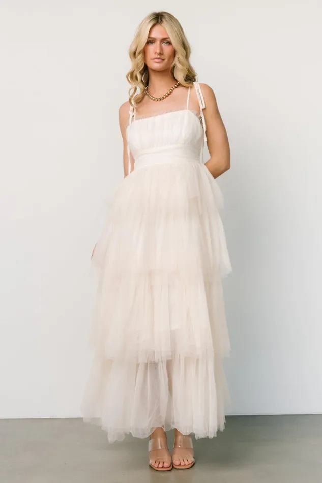 Baltic Born Tulle Styles Alora Tulle Tiered Maxi Dress Cream 8211 Women