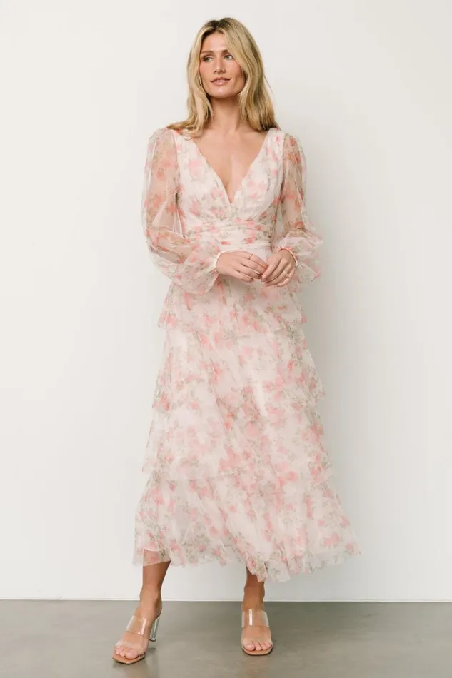 Baltic Born Tulle Styles Carolina Tulle Tiered Maxi Dress Blush Floral 8211 Women Baltic Born Tulle Styles Carolina Tulle Tiered Maxi Dress Blush Floral 8211 Women