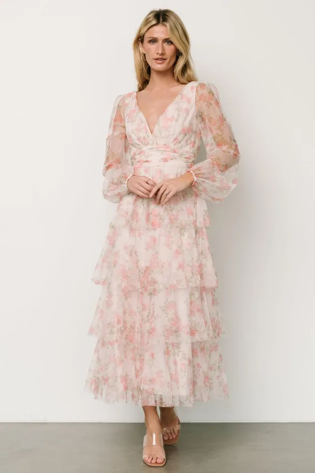 Baltic Born Tulle Styles Carolina Tulle Tiered Maxi Dress Blush Floral 8211 Women Baltic Born Tulle Styles Carolina Tulle Tiered Maxi Dress Blush Floral 8211 Women