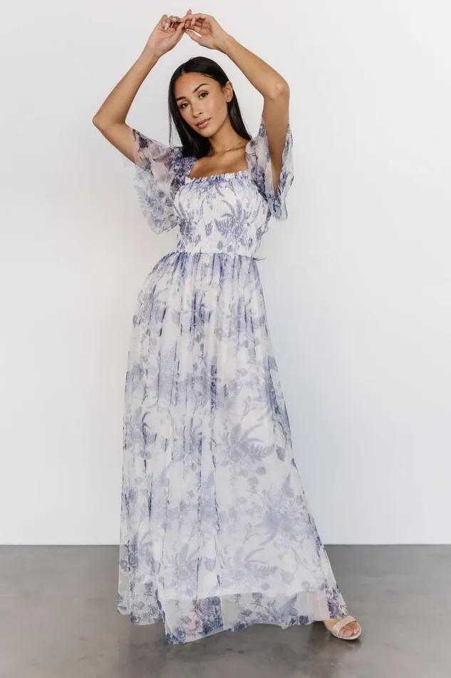 Baltic Born Tulle Styles Cassandra Tulle Maxi Dress Blue White Floral 8211 Women Baltic Born Tulle Styles Cassandra Tulle Maxi Dress Blue White Floral 8211 Women