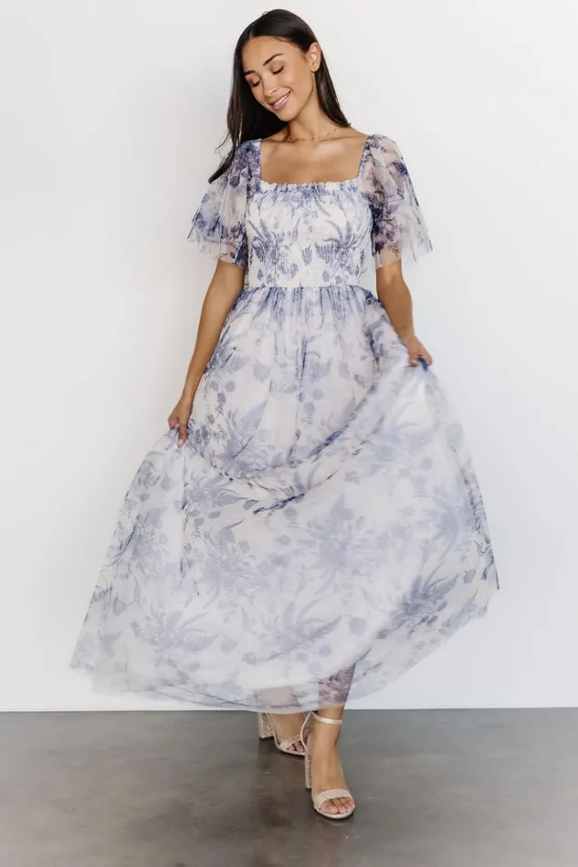 Baltic Born Tulle Styles Cassandra Tulle Maxi Dress Blue White Floral 8211 Women Baltic Born Tulle Styles Cassandra Tulle Maxi Dress Blue White Floral 8211 Women
