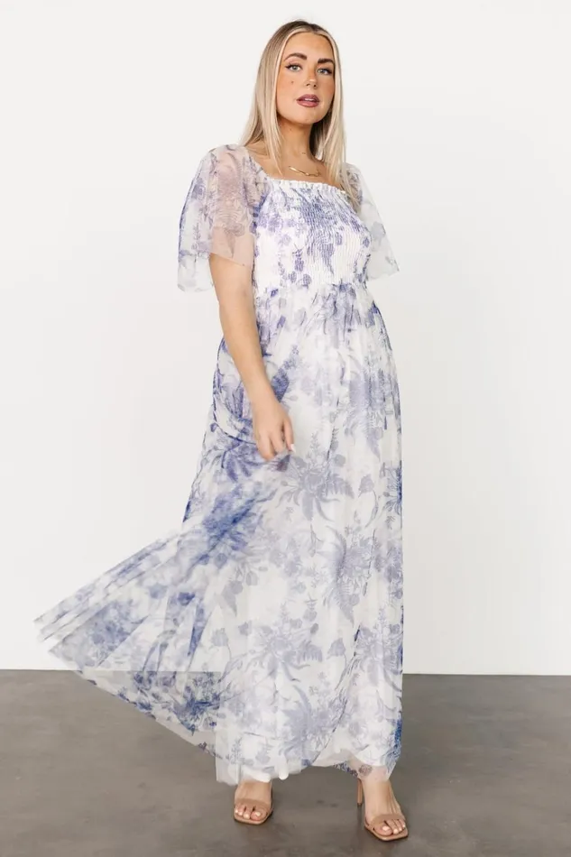 Baltic Born Tulle Styles Cassandra Tulle Maxi Dress Blue White Floral 8211 Women Baltic Born Tulle Styles Cassandra Tulle Maxi Dress Blue White Floral 8211 Women