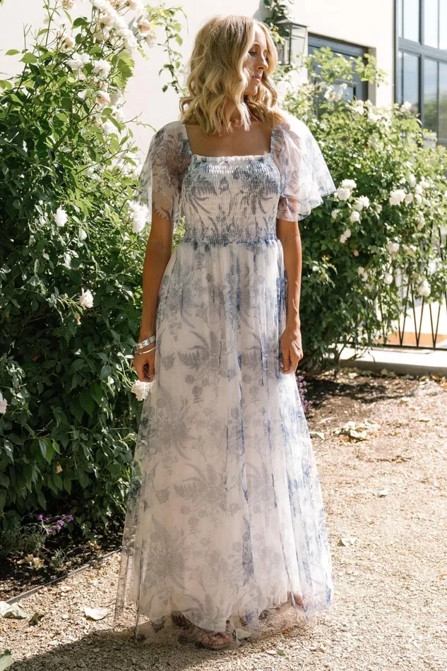 Baltic Born Tulle Styles Cassandra Tulle Maxi Dress Blue White Floral 8211 Women Baltic Born Tulle Styles Cassandra Tulle Maxi Dress Blue White Floral 8211 Women