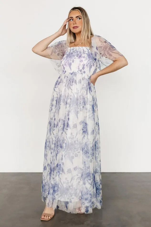 Baltic Born Tulle Styles Cassandra Tulle Maxi Dress Blue White Floral 8211 Women Baltic Born Tulle Styles Cassandra Tulle Maxi Dress Blue White Floral 8211 Women
