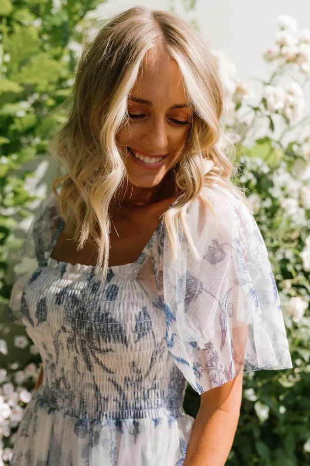 Baltic Born Tulle Styles Cassandra Tulle Maxi Dress Blue White Floral 8211 Women Baltic Born Tulle Styles Cassandra Tulle Maxi Dress Blue White Floral 8211 Women
