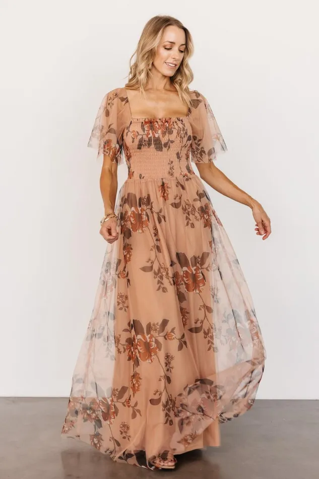 Baltic Born Tulle Styles Cassandra Tulle Maxi Dress Copper Floral 8211 Women Baltic Born Tulle Styles Cassandra Tulle Maxi Dress Copper Floral 8211 Women