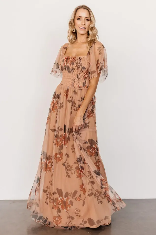 Baltic Born Tulle Styles Cassandra Tulle Maxi Dress Copper Floral 8211 Women Baltic Born Tulle Styles Cassandra Tulle Maxi Dress Copper Floral 8211 Women