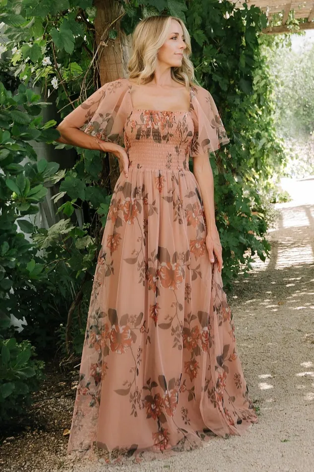 Baltic Born Tulle Styles Cassandra Tulle Maxi Dress Copper Floral 8211 Women Baltic Born Tulle Styles Cassandra Tulle Maxi Dress Copper Floral 8211 Women