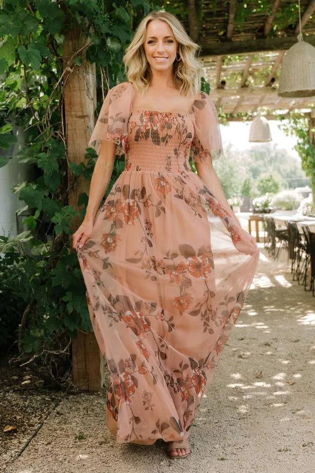 Baltic Born Tulle Styles Cassandra Tulle Maxi Dress Copper Floral 8211 Women Baltic Born Tulle Styles Cassandra Tulle Maxi Dress Copper Floral 8211 Women