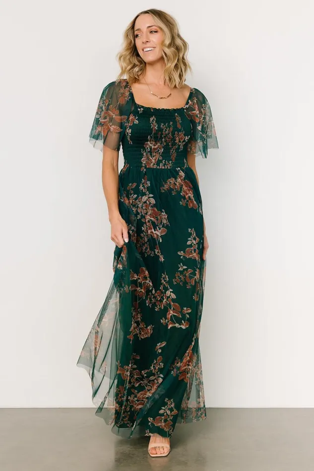Baltic Born Tulle Styles Cassandra Tulle Maxi Dress Green Bronze Floral 8211 Women Baltic Born Tulle Styles Cassandra Tulle Maxi Dress Green Bronze Floral 8211 Women