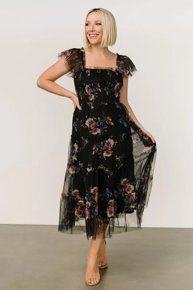 Baltic Born Tulle Styles Clementine Tulle Midi Dress Black Multi 8211 Women Baltic Born Tulle Styles Clementine Tulle Midi Dress Black Multi 8211 Women