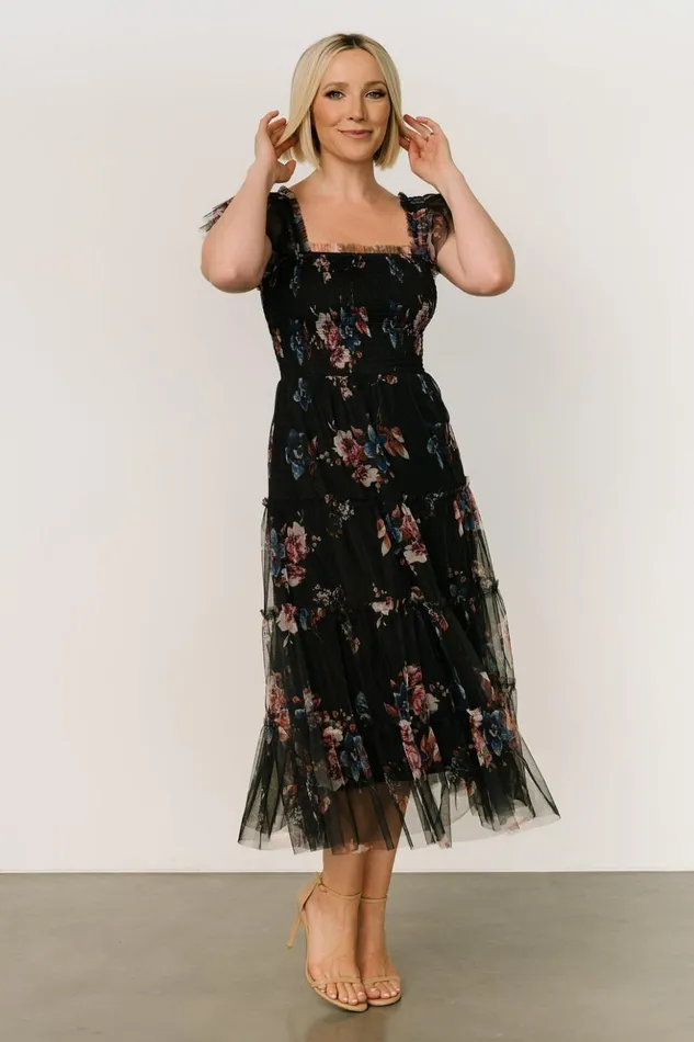 Baltic Born Tulle Styles Clementine Tulle Midi Dress Black Multi 8211 Women Baltic Born Tulle Styles Clementine Tulle Midi Dress Black Multi 8211 Women