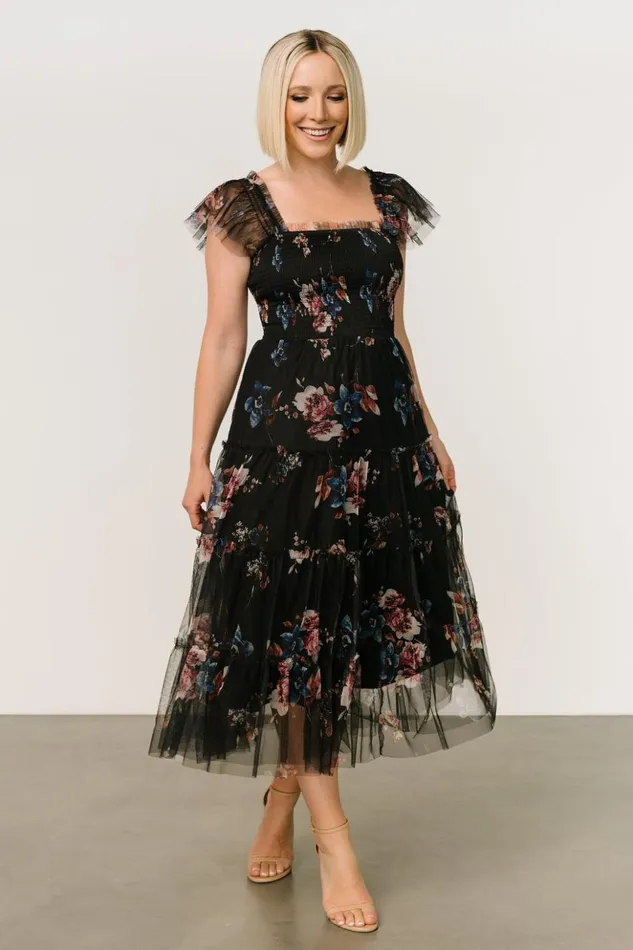 Baltic Born Tulle Styles Clementine Tulle Midi Dress Black Multi 8211 Women Baltic Born Tulle Styles Clementine Tulle Midi Dress Black Multi 8211 Women