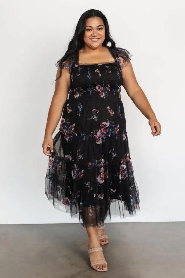 Baltic Born Tulle Styles Clementine Tulle Midi Dress Black Multi 8211 Women Baltic Born Tulle Styles Clementine Tulle Midi Dress Black Multi 8211 Women