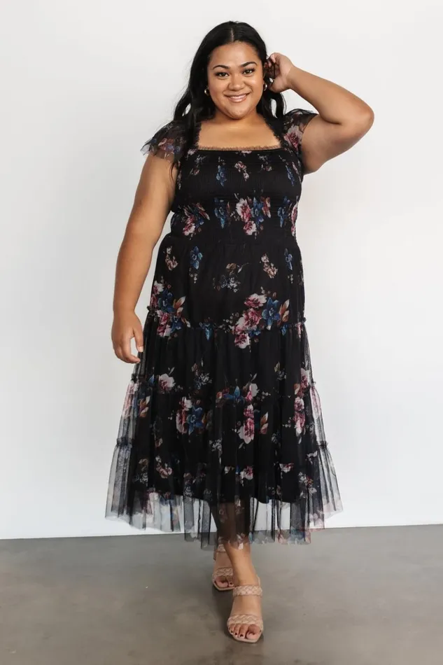 Baltic Born Tulle Styles Clementine Tulle Midi Dress Black Multi 8211 Women Baltic Born Tulle Styles Clementine Tulle Midi Dress Black Multi 8211 Women