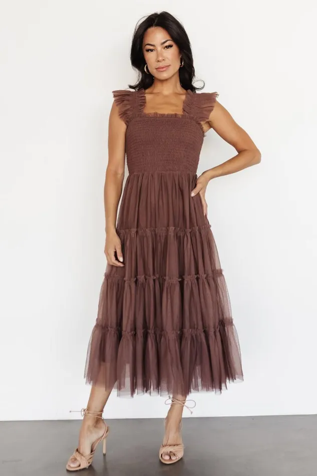 Baltic Born Tulle Styles Emma Smocked Tulle Dress Brown 8211 Women Baltic Born Tulle Styles Emma Smocked Tulle Dress Brown 8211 Women