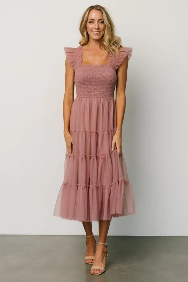 Baltic Born Tulle Styles Emma Smocked Tulle Dress Dusty Rose 8211 Women