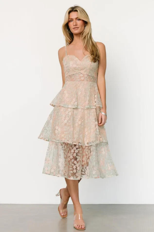 Baltic Born Tulle Styles Georgiana Embroidered Midi Dress Sage 8211 Women