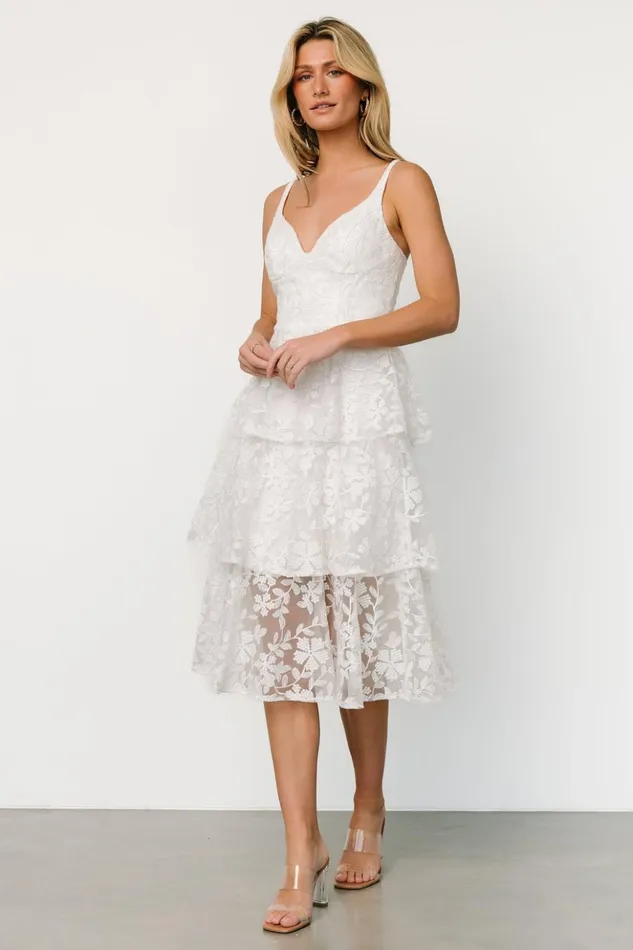 Baltic Born Tulle Styles Giavanna Tiered Midi Dress Off White 8211 Women