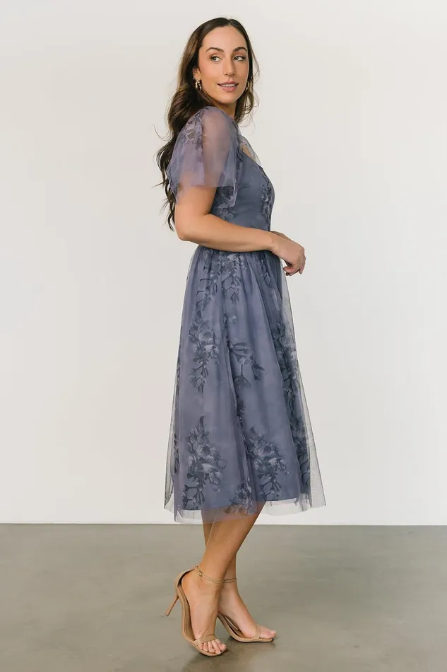 Baltic Born Tulle Styles Gwyneth Tulle Midi Dress Slate Blue Multi 8211 Women Baltic Born Tulle Styles Gwyneth Tulle Midi Dress Slate Blue Multi 8211 Women