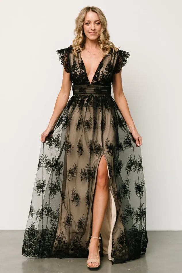 Baltic Born Tulle Styles Rhea Tulle Maxi Dress Black Nude 8211 Women