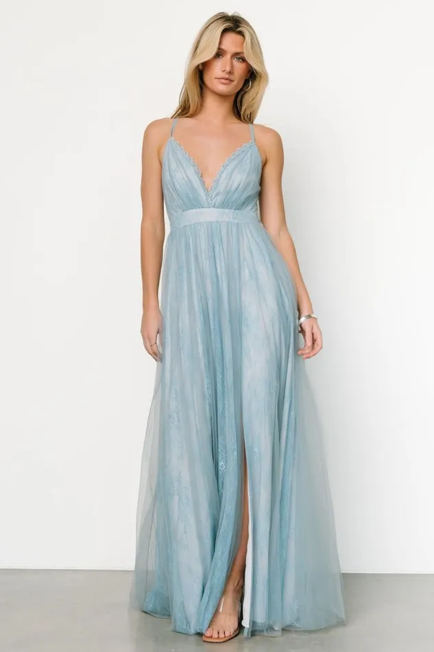 Baltic Born Tulle Styles Vasia Lace Tulle Maxi Dress Soft Blue 8211 Women