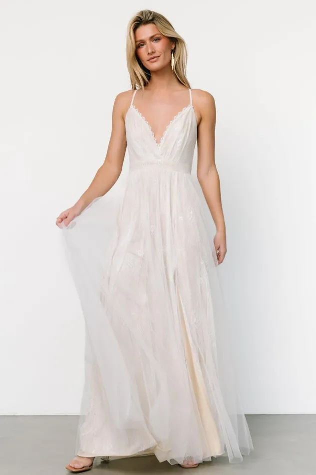 Baltic Born Tulle Styles Vasia Lace Tulle Maxi Dress White Nude 8211 Women Baltic Born Tulle Styles Vasia Lace Tulle Maxi Dress White Nude 8211 Women