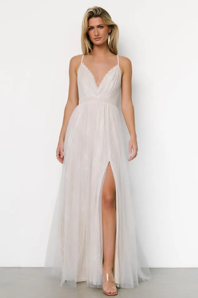 Baltic Born Tulle Styles Vasia Lace Tulle Maxi Dress White Nude 8211 Women Baltic Born Tulle Styles Vasia Lace Tulle Maxi Dress White Nude 8211 Women