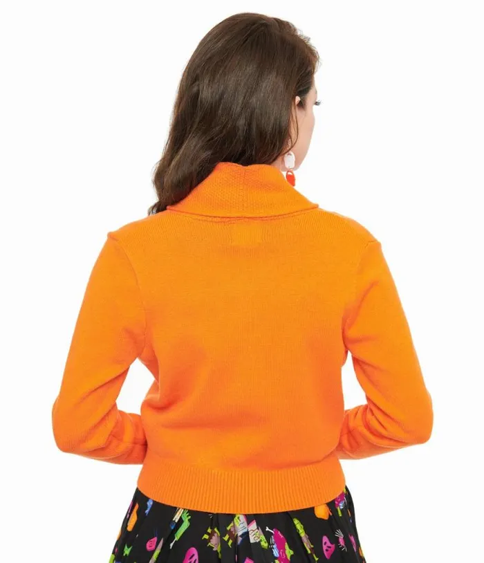 Banned 1950s Pumpkin Orange Cropped Cardigan Clothing Unique Vintage Sweaters and Cardigans