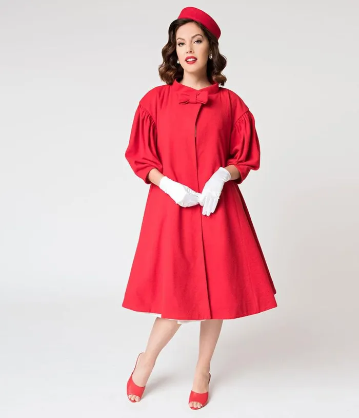 Barbie X 1960s Style Red Flare Swing Coat Clothing Unique Vintage Coats and Jackets Barbie X 1960s Style Red Flare Swing Coat Clothing Unique Vintage Coats and Jackets