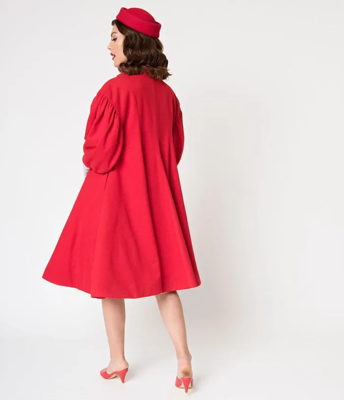 Barbie X 1960s Style Red Flare Swing Coat Clothing Unique Vintage Coats and Jackets