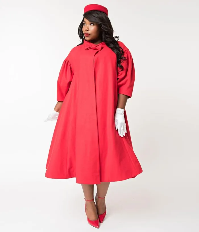 Barbie X 1960s Style Red Flare Swing Coat Clothing Unique Vintage Coats and Jackets