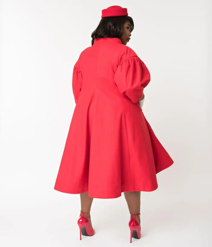 Barbie X 1960s Style Red Flare Swing Coat Clothing Unique Vintage Coats and Jackets