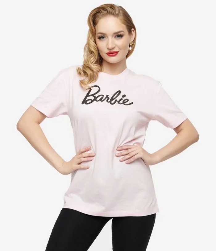 Barbie X Baby Pink Barbie Logo Unisex Graphic Tee ClothingPlus Unique Vintage Graphic Tees