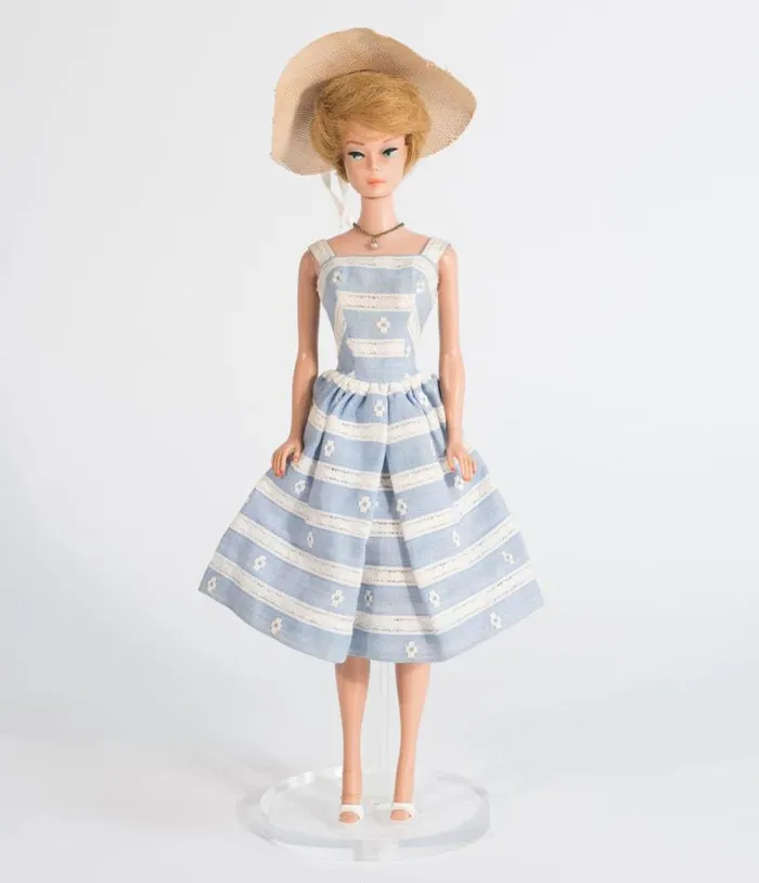 Barbie X Plus Size Blue and White Suburban Shopper Sundress DressesPlus Unique Vintage Swing