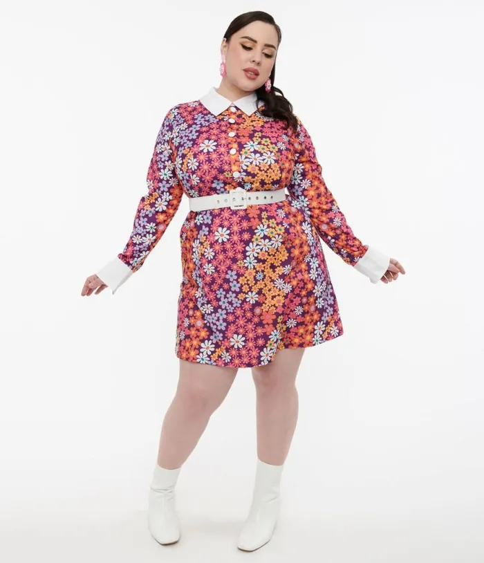 Barbie X Smak Parlour Plus Size 1970s Purple Floral Short N Sweet Flare Dress DressesPlus Unique Vintage Pocket Dresses Barbie X Smak Parlour Plus Size 1970s Purple Floral Short N Sweet Flare Dress DressesPlus Unique Vintage Pocket Dresses