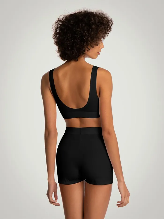 Beauty Cotton Crop Top Bra Black Women Wolford Bras