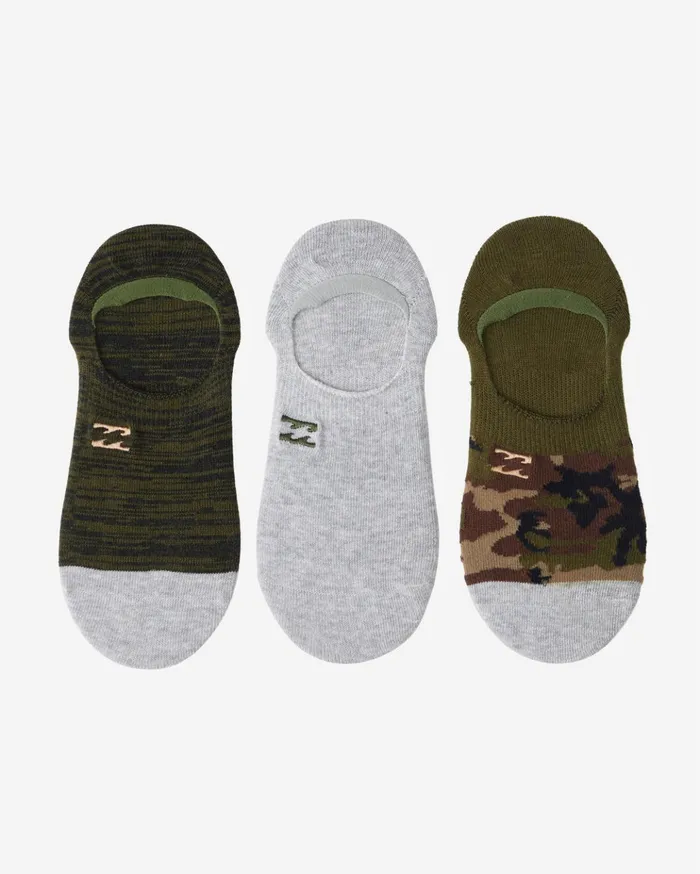 Billabong 3Pack Camo NoShow Socks Green Men Socks